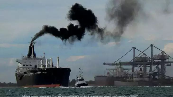 ship with black plume